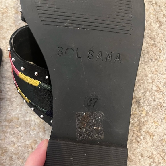 Sol Sana Pablo Embellished Slide Sandals Black Size 37 - Picture 8 of 9